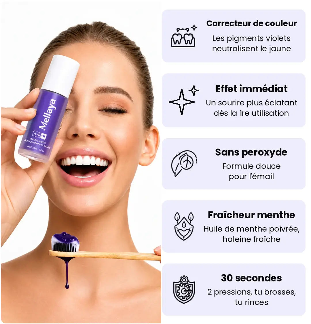 Sérum Éclat Dents V34 – Correcteur de Couleur | Mellaya